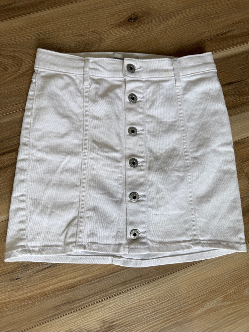 Abercrombie Kids White Denim Jean Skirt Button Fly Adjustable Waist Size 11/12